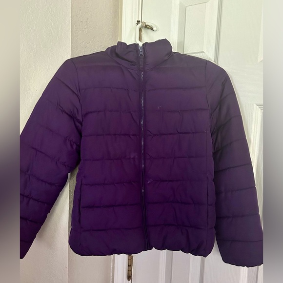 $10 gently used girl’s L (10-12) Empire Purple puffer zip-up coat. - Picture 3 of 3